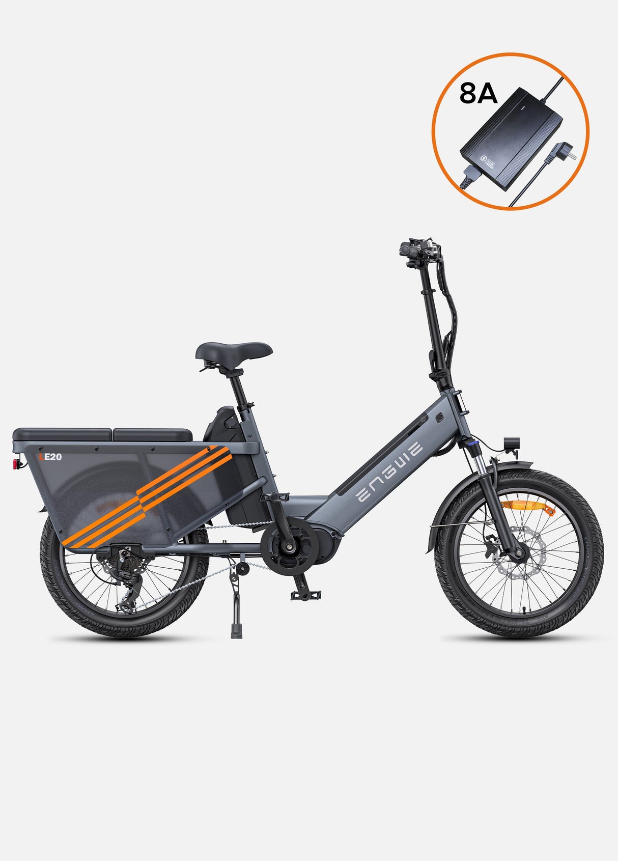 gray long range e bike engwe le20 with 8A  charger